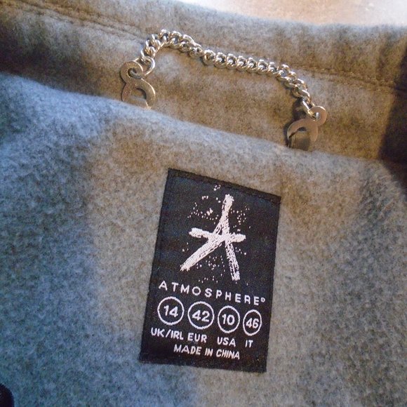 ATMOSPHERE POLYESTER BLEND MID-LENGTH LADIES COAT USA SIZE 10 - GRAY - Picture 3 of 4